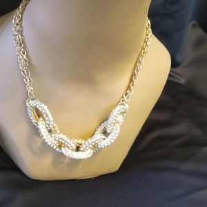 Bĺing! Rhinestone Large link, Goldtone 20" Necklace.
